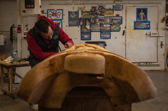 Alaskan Native carver Mike Webber